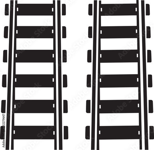 Two parallel railway tracks extending vertically in a black and white perspective.