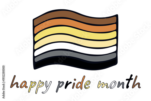 Colorful Bear brotherhood pride flag Happy pride day LGBTQ community Pride Month Vector hand drawn doodle for posters, stickers, logo, cards