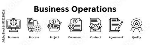 Business Operations Banner Web Icon Vector Illustration Concept For Business, Process, Project, Document, Contract, Agreement, Quality