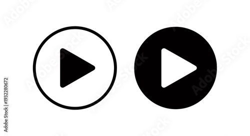 Two circular play buttons, one light and one dark, on contrasting backgrounds.