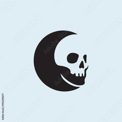 Crescent Moon Skull Logo
