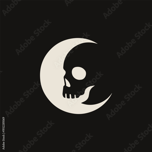 Crescent Moon Skull Logo