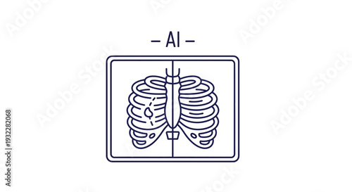AI Medical X-ray Rib Cage Icon - Artificial Intelligence in Healthcare