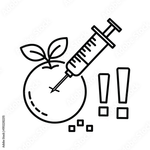 Syringe Injecting Fruit Science Concept Illustration