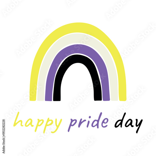 Colorful rainbow shape Non-binary pride flag Happy pride day LGBTQIA community Pride Month Vector hand drawn doodle for posters, stickers, logo, cards