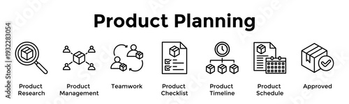 Product Planning Banner Web Icon Vector Illustration Concept For Product Research, Product Management, Teamwork, Product Checklist, Product Timeline, Product Schedule, Approved