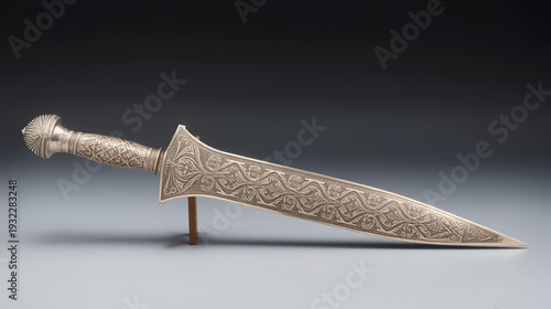 Omani Silver Khanjar A decorative dagger displayed with intricat