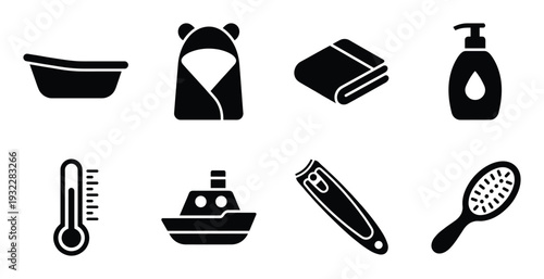 Care kit for newborn babies isolated vector illustration on transparent background of kid hygiene