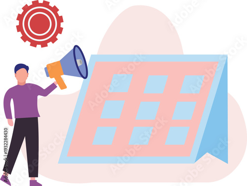 A boy is marketing  a reminder.