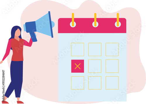 A girl is announcing a reminder.