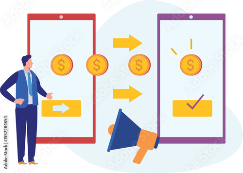 A boy is transferring dollar coin.