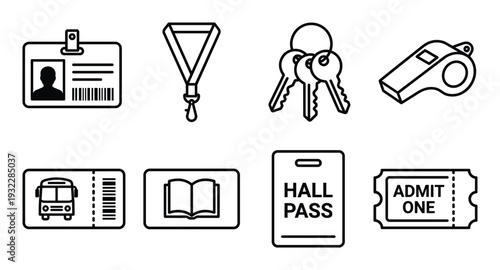 School access card pass key for classroom facilities whistle admit one ticket student study tour