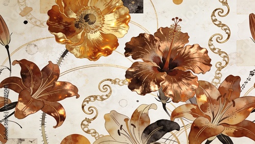 grunge background with flowers