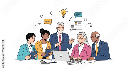 Diverse business team brainstorming ideas in modern office setting