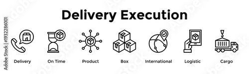 Delivery Execution Banner Web Icon Vector Illustration Concept For Delivery, On Time, Product, Box, International, Logistic, Cargo