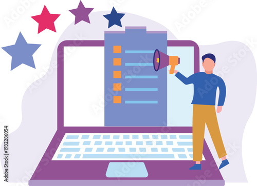 A boy is rating a checklist.