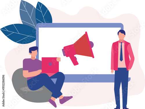 Boy is working on business marketing.