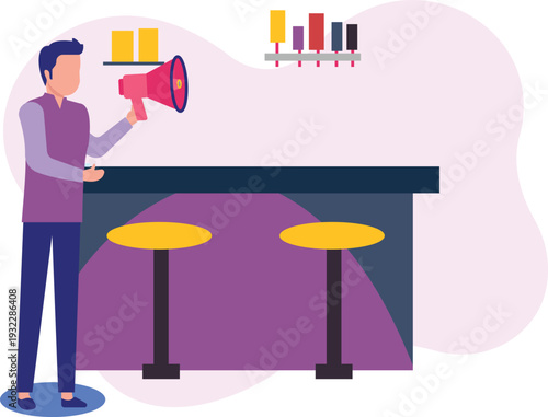 A boy is  marketing online business