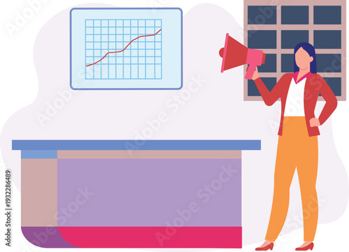 A girl is holding megaphone