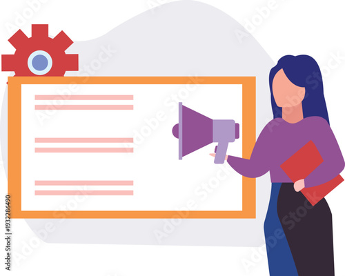 A girl is announcing document setting.