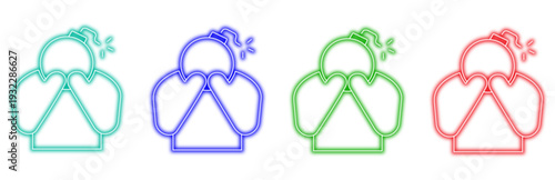 set of stylized bomb explosion icons in colorful neon outlines representing stress and pressure in modern life with a sense of urgency and potential danger