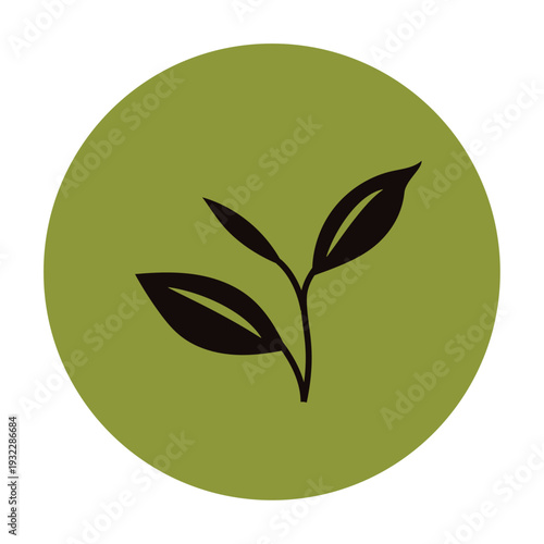 シンプルなお茶の葉のアイコン　新茶