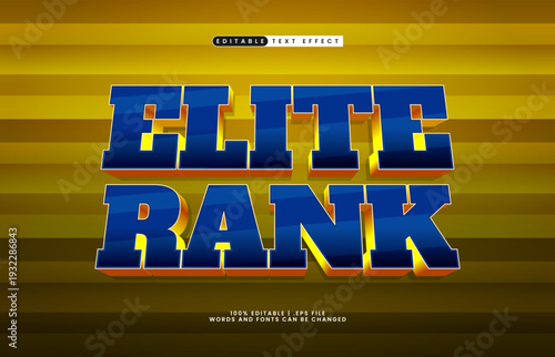 Elite Rank Editable Text Effect - Bold Gaming Typography for Esports and Game Title