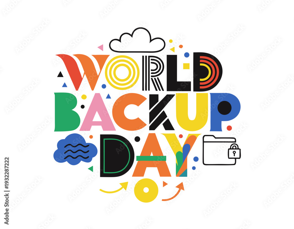 Obraz premium World Backup Day Cyber Security Vector, Cloud Storage and Data Protection Design