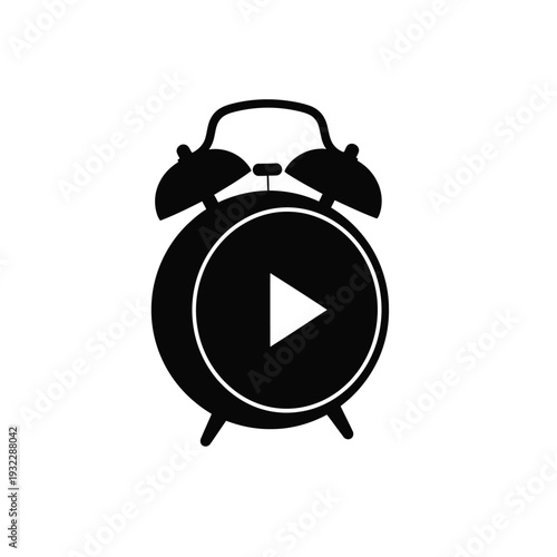 Black alarm clock with play button