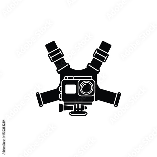 Black and white chest mount camera harness