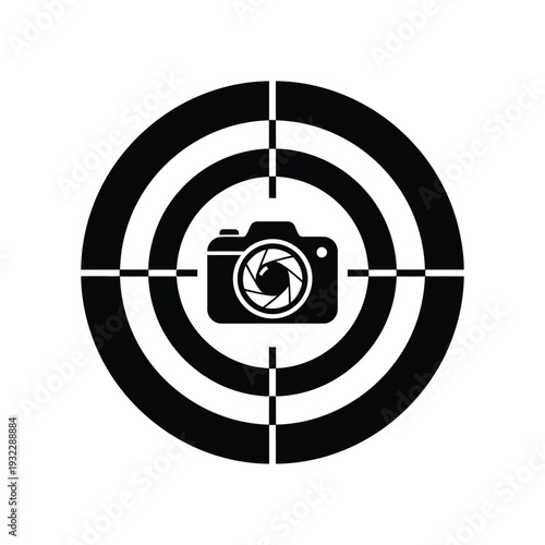 Black camera in target crosshairs white
