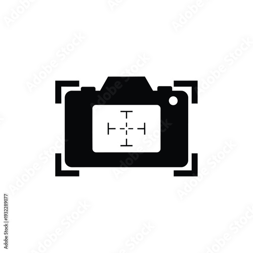 Black camera with crosshairs symbol digital