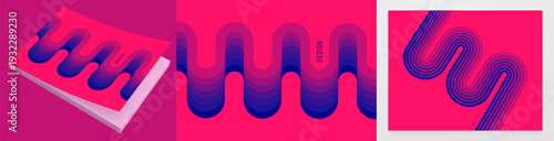 A retro 1970s-style background. Wavy lines in perspective. Curved ribbons. Abstract background. Vector illustration for brochure, magazine, cover, poster, presentation, flyer or banner.