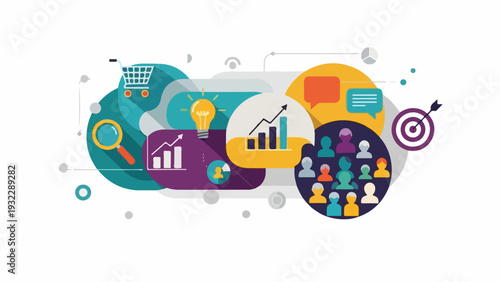 Colorful vector illustration of business and marketing concepts