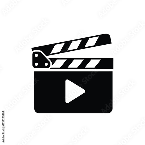 Black clapper board with play button 1