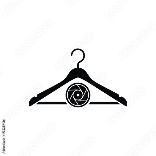 Black clothing hanger with camera shutter