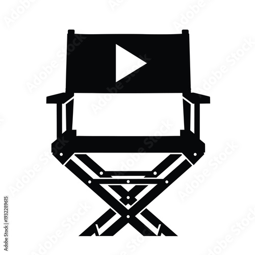 Black director chair with play button on backrest