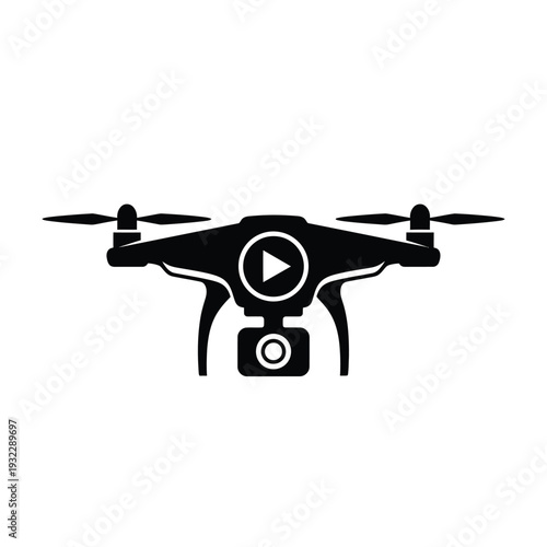 Black drone with play button camera