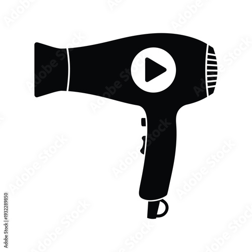 Black hair dryer with play button