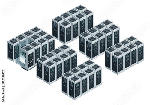 Modern Server Room Infrastructure with Racks of High-Tech Computing Equipment