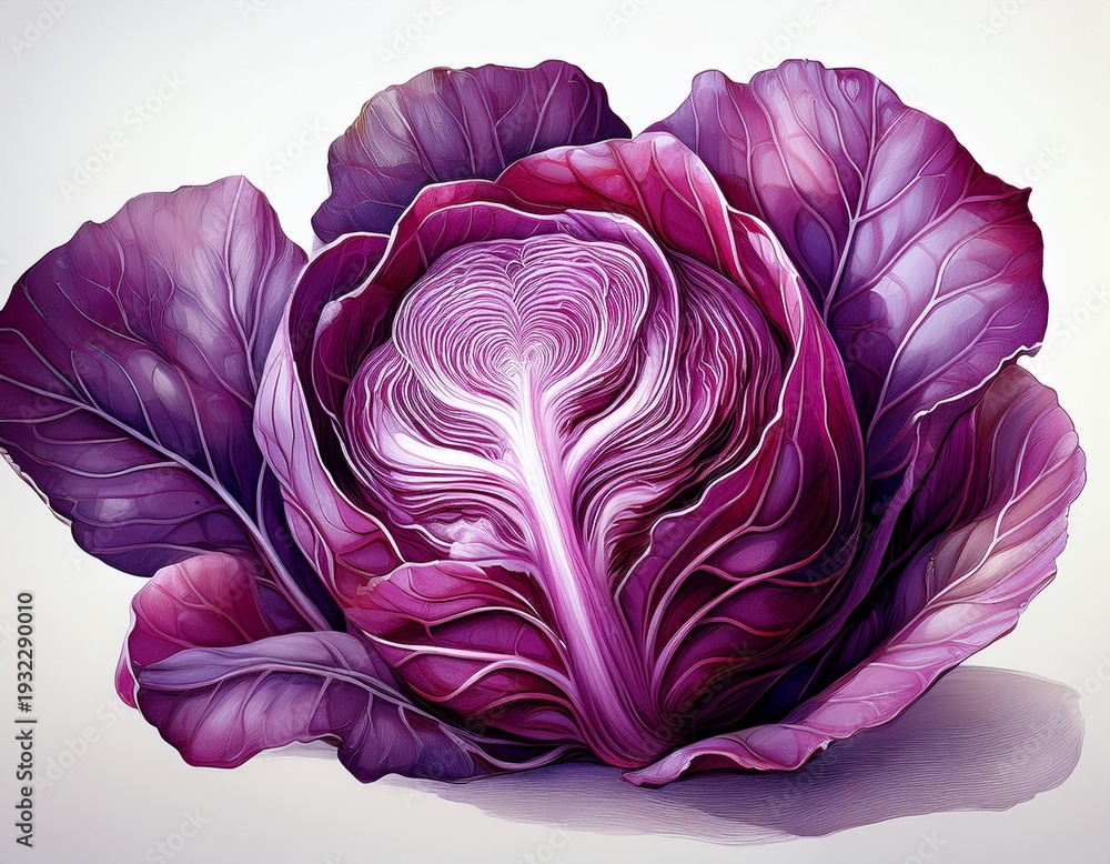 Obraz premium red cabbage isolated on a white studio background generative ai