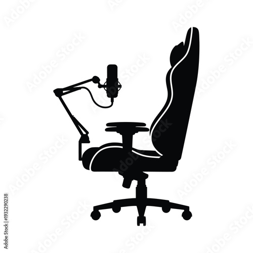 Black office chair with microphone white