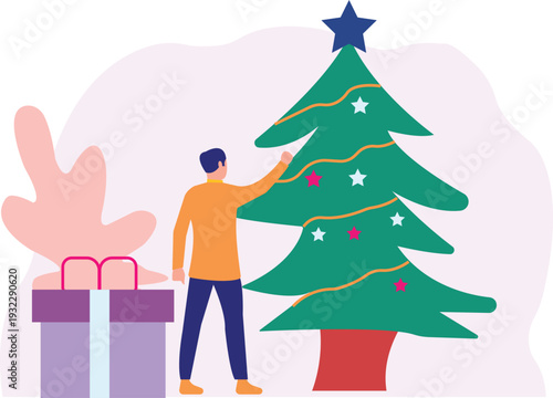 The man seeing tree happily.