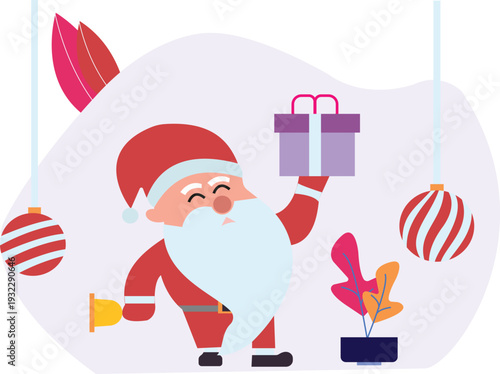 Santa is distributing gifts.