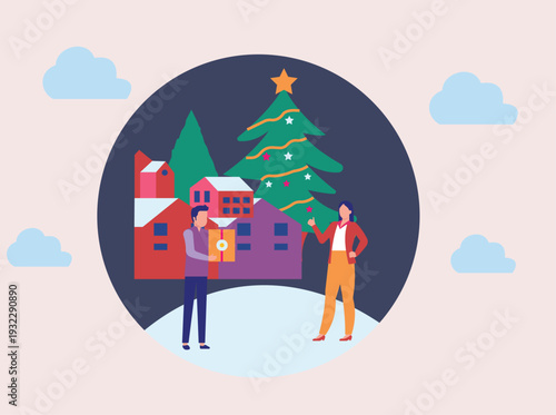 A boy is giving gift to girl.