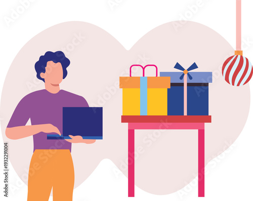 The boy is working on Christmas Day.