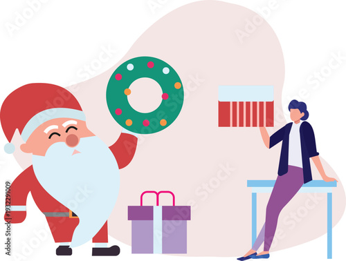 Girl gets gift from santa.