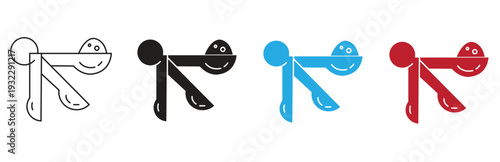 Set of modern abstract fitness icons depicting a person performing a push-up exercise, illustrating strength, workout, and physical activity with various styles.