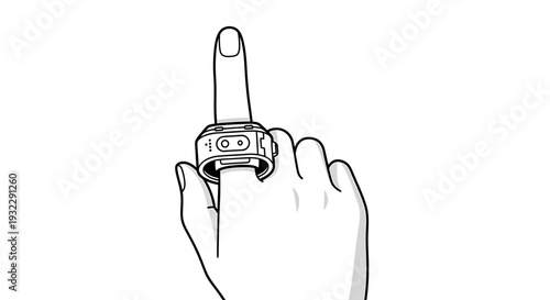 medical health icon, black and white hand with smartwatch