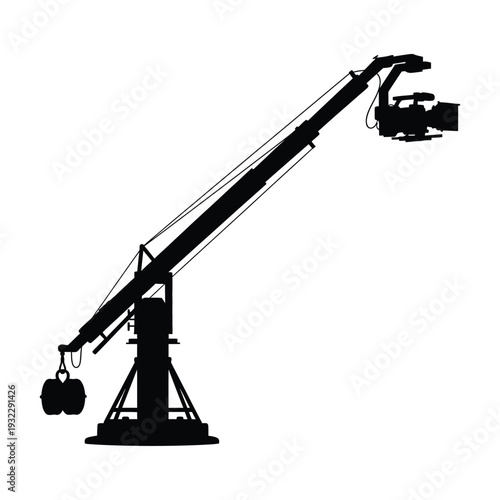 Schilderij op canvas Black silhouette of a crane with hook and counterweight